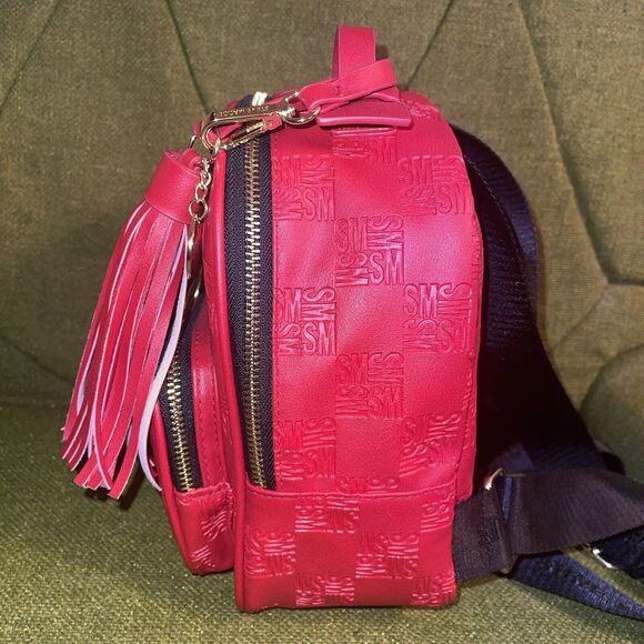 Steve Madden Embossed Pattern Crimson Red Mini Backpack NEW WITH TAGS Rare